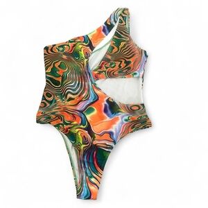 Swirl Pattern Cutout One-piece Swimsuit